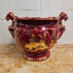 Burgundy Hand Painted Griffin Jardiniere | Antique & Vintage | Moonee Ponds Antiques | Australia Wide Delivery