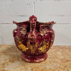 Burgundy Hand Painted Griffin Jardiniere | Antique & Vintage | Moonee Ponds Antiques | Australia Wide Delivery