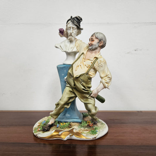 Vintage Italian Ceramic Statue 'Drinking Pals'