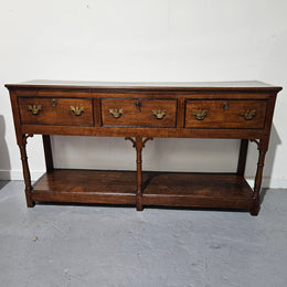 Rare & Hard to Find Early 19th Century Three Drawer Oak Kitchen Dresser Base