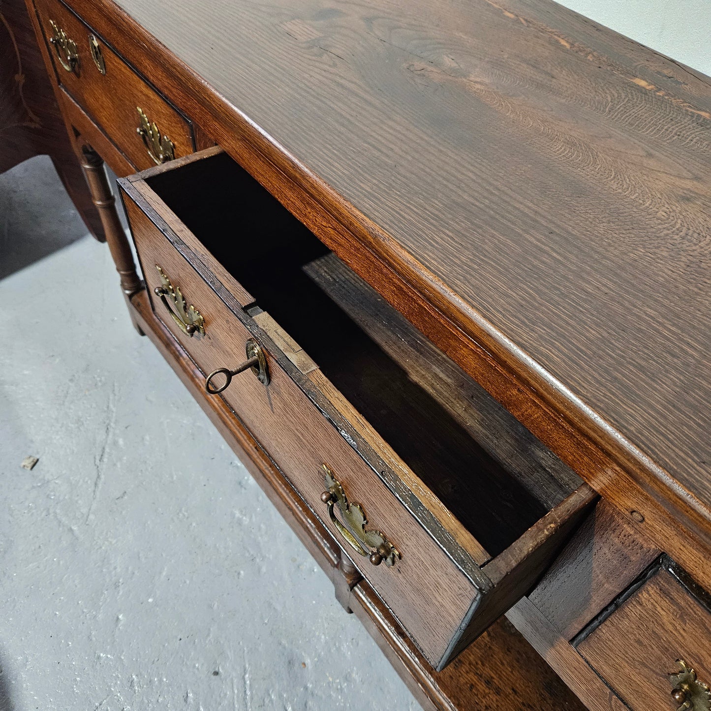 Rare & Hard to Find Early 19th Century Three Drawer Oak Kitchen Dresser Base