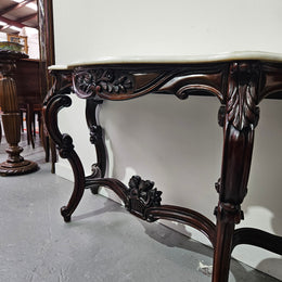Louis XV Style 19th Century French Rosewood Marble Top Console Table