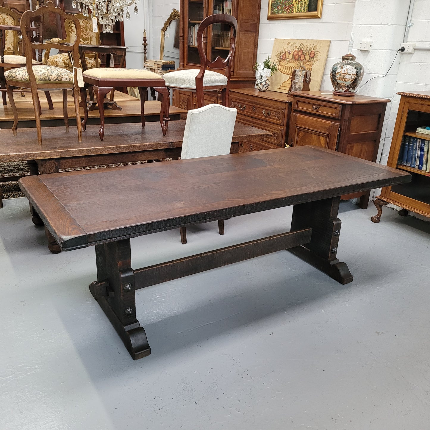 Stunning French Dark Oak Refectory Style Dining Table