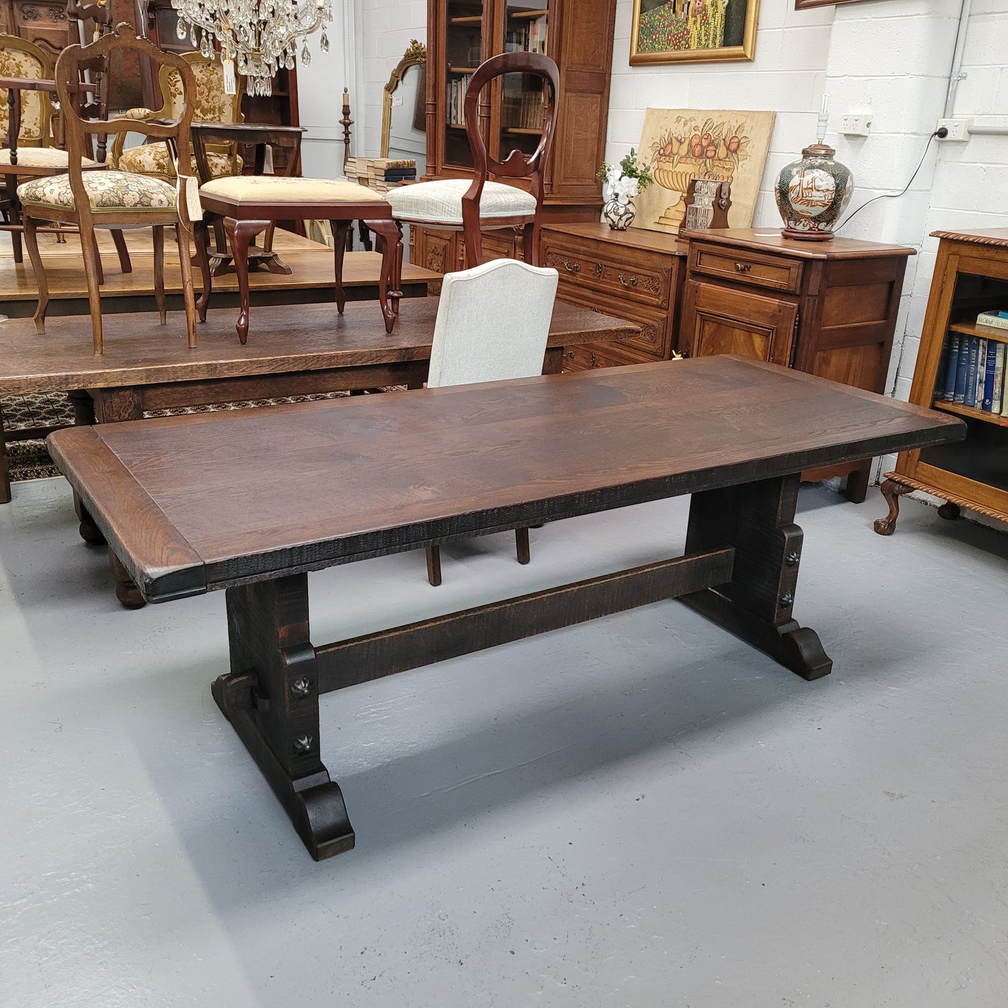 Stunning French Dark Oak Refectory Style Dining Table