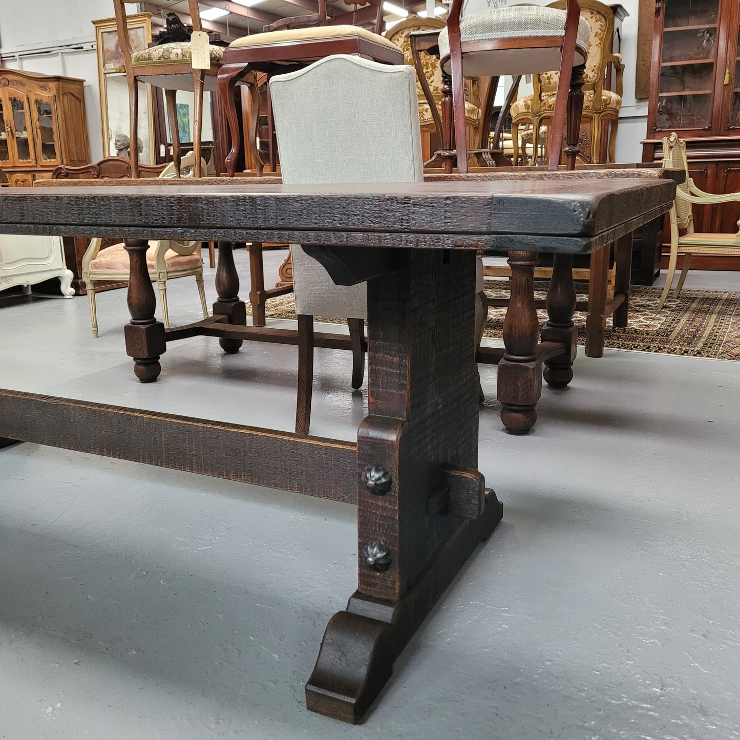 Stunning French Dark Oak Refectory Style Dining Table