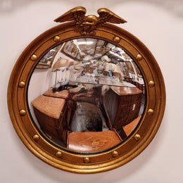 Vintage French Empire Style Gilt Convex Mirror