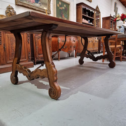 Stunning Dark Oak Spanish Style Dining Table 2.5 m Long | Antique & Vintage | Moonee Ponds Antiques | Australia Wide Delivery