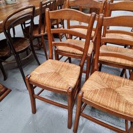 Set of Six Cherrywood French Rush Seated Dining Chairs