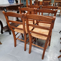 Set of Six Cherrywood French Rush Seated Dining Chairs | Antique & Vintage | Moonee Ponds Antiques | Australia Wide Delivery