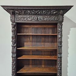 French Dark Oak Gothic Style Open Bookcase | Antique & Vintage | Moonee Ponds Antiques | Australia Wide Delivery
