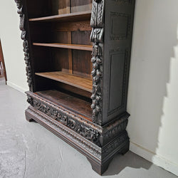 French Dark Oak Gothic Style Open Bookcase | Antique & Vintage | Moonee Ponds Antiques | Australia Wide Delivery