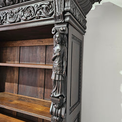French Dark Oak Gothic Style Open Bookcase | Antique & Vintage | Moonee Ponds Antiques | Australia Wide Delivery