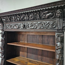 French Dark Oak Gothic Style Open Bookcase | Antique & Vintage | Moonee Ponds Antiques | Australia Wide Delivery