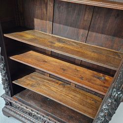 French Dark Oak Gothic Style Open Bookcase | Antique & Vintage | Moonee Ponds Antiques | Australia Wide Delivery