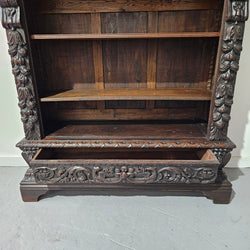 French Dark Oak Gothic Style Open Bookcase | Antique & Vintage | Moonee Ponds Antiques | Australia Wide Delivery