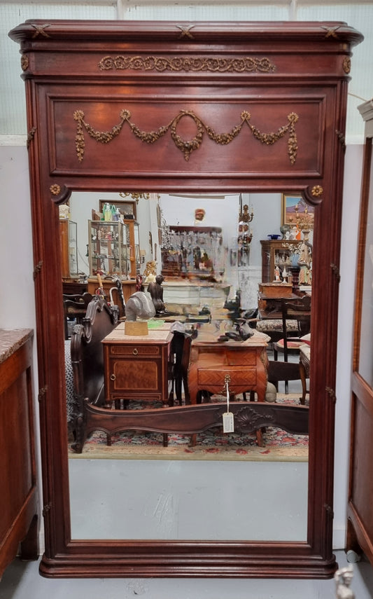 Mahogany Louis XVI Style Mantle Mirror