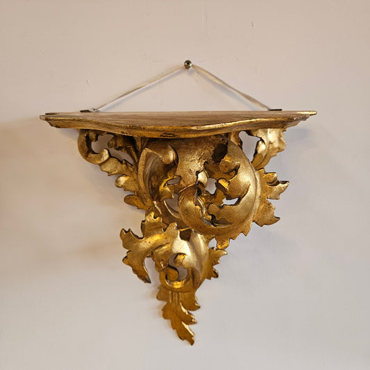 Vintage Gilt Carved Wood Wall Shelf