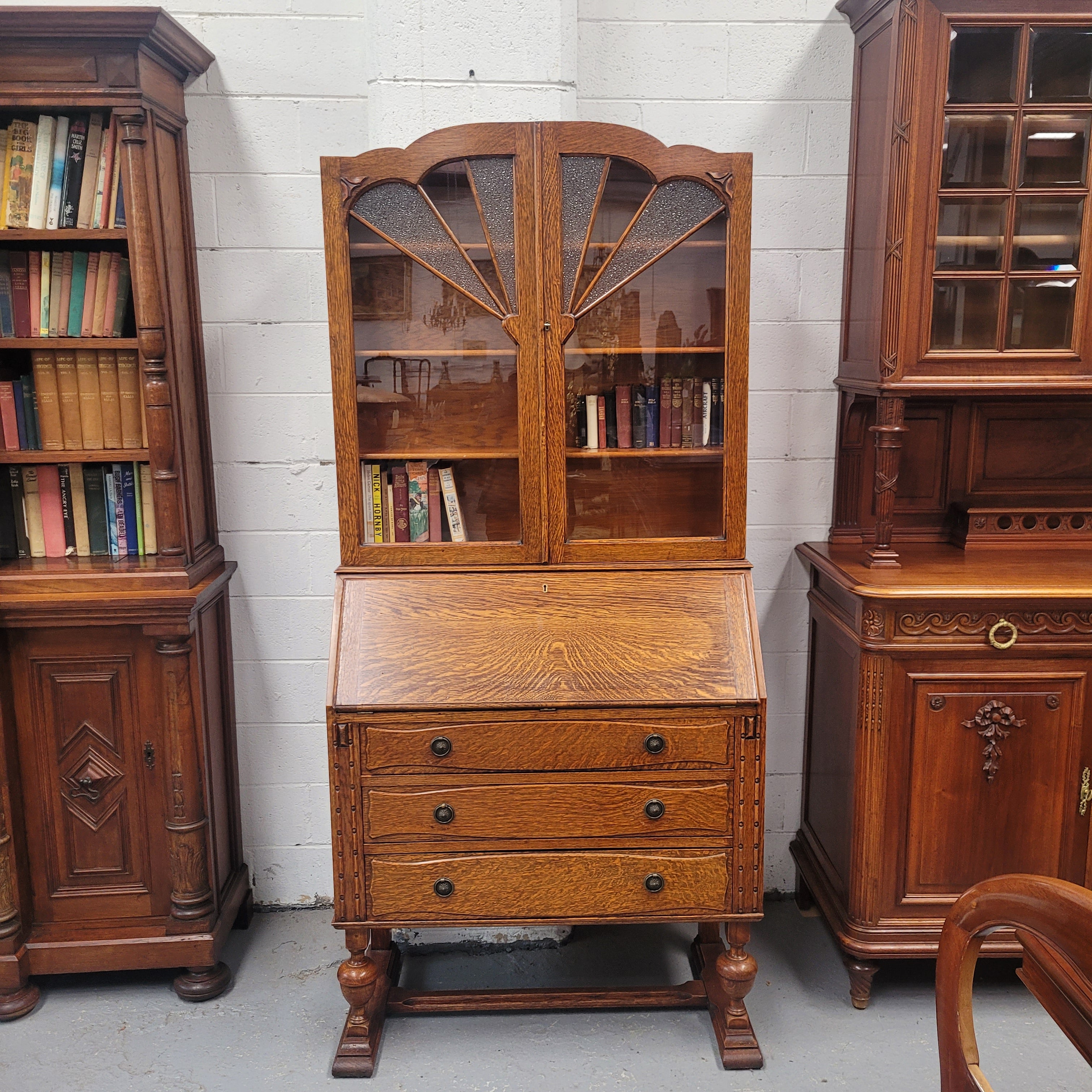 Stunning Art Deco Secretaire Desk Bookcase | Antique & Vintage | Moonee Ponds Antiques | Australia Wide Delivery