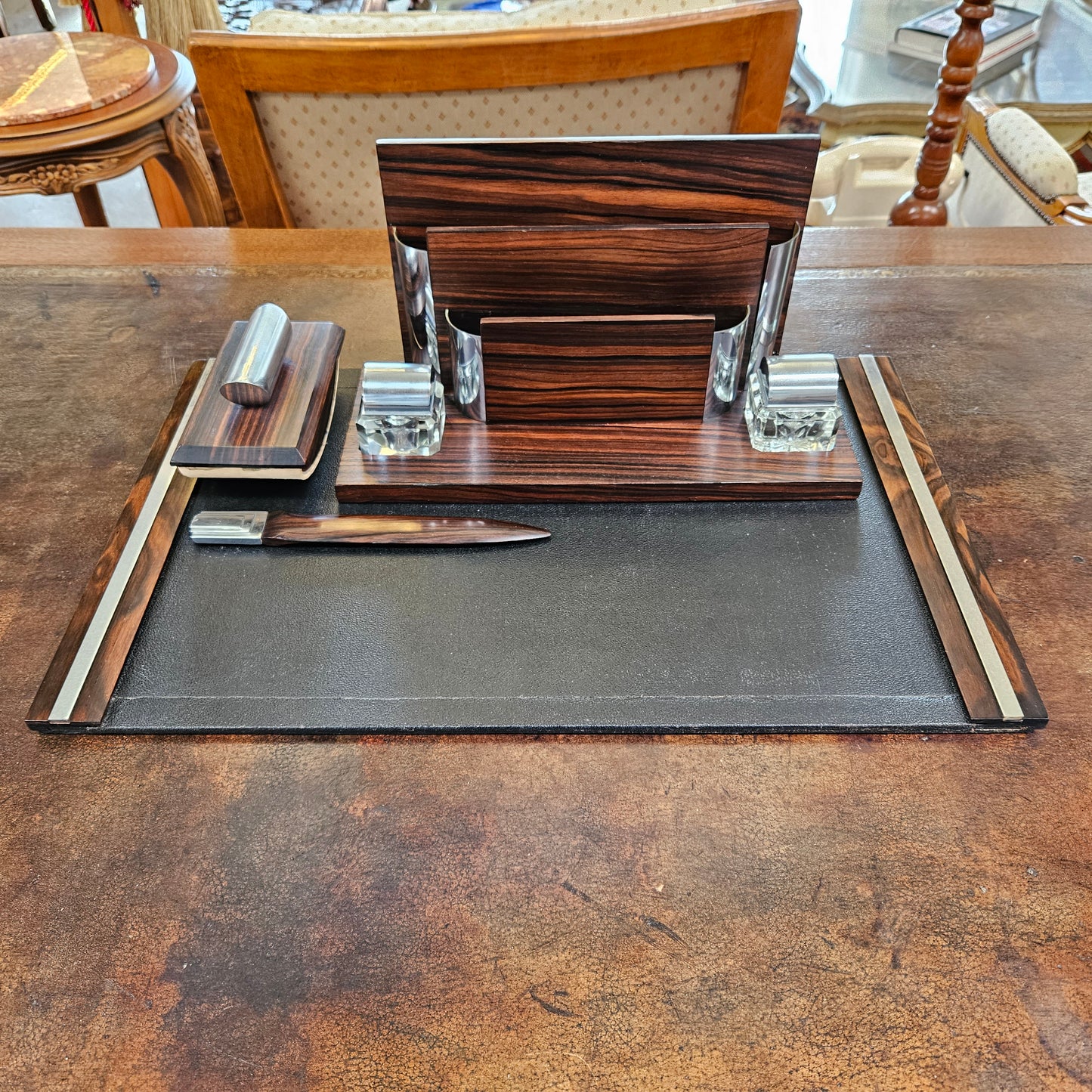 Rosewood Art Deco Desk Set