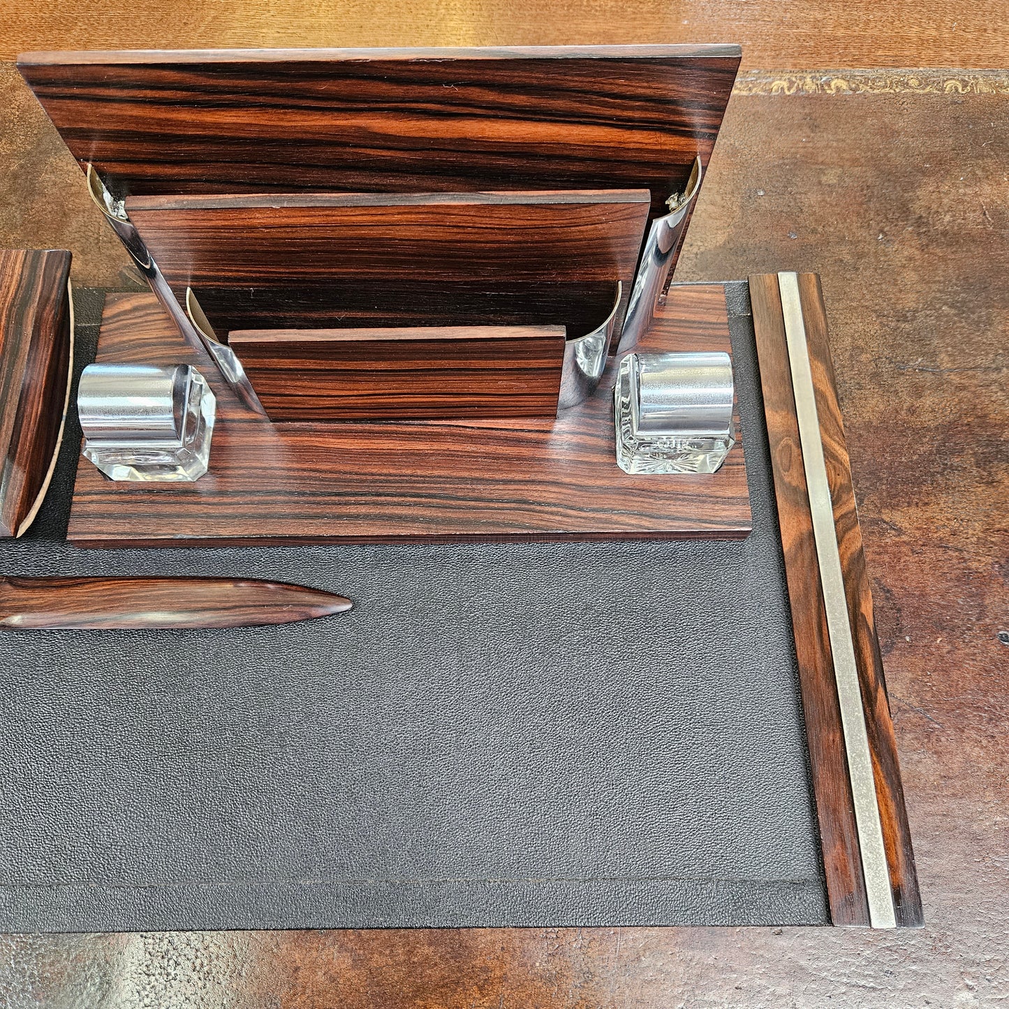 Rosewood Art Deco Desk Set