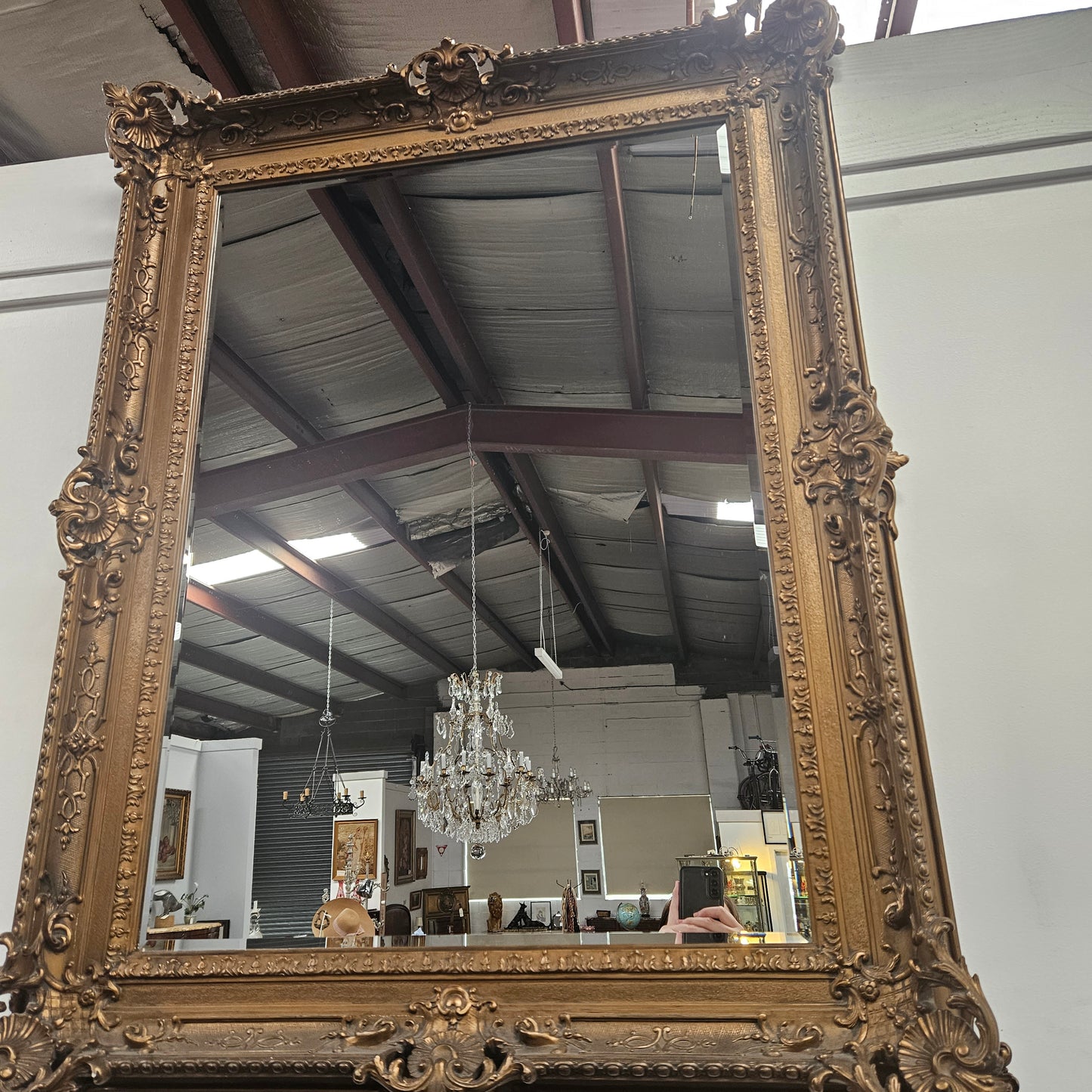 Antique Giltwood Mirror Beveled Edge