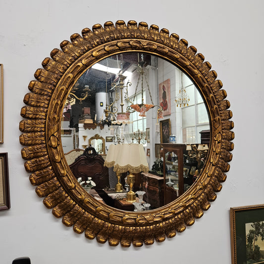 Rare Vintage Giltwood Round Mirror