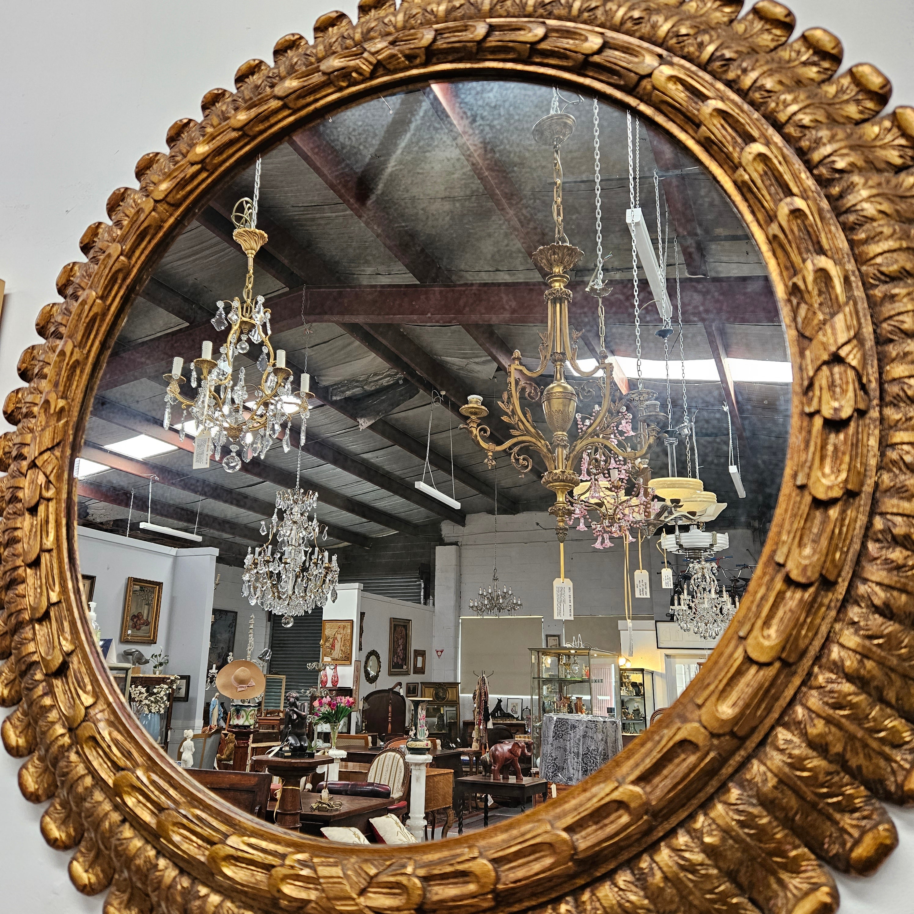 Rare Vintage Giltwood Round Mirror | Antique & Vintage | Moonee Ponds Antiques | Australia Wide Delivery