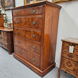 Australian Walnut & Burr Walnut Tall Drawers | Antique & Vintage | Moonee Ponds Antiques | Australia Wide Delivery