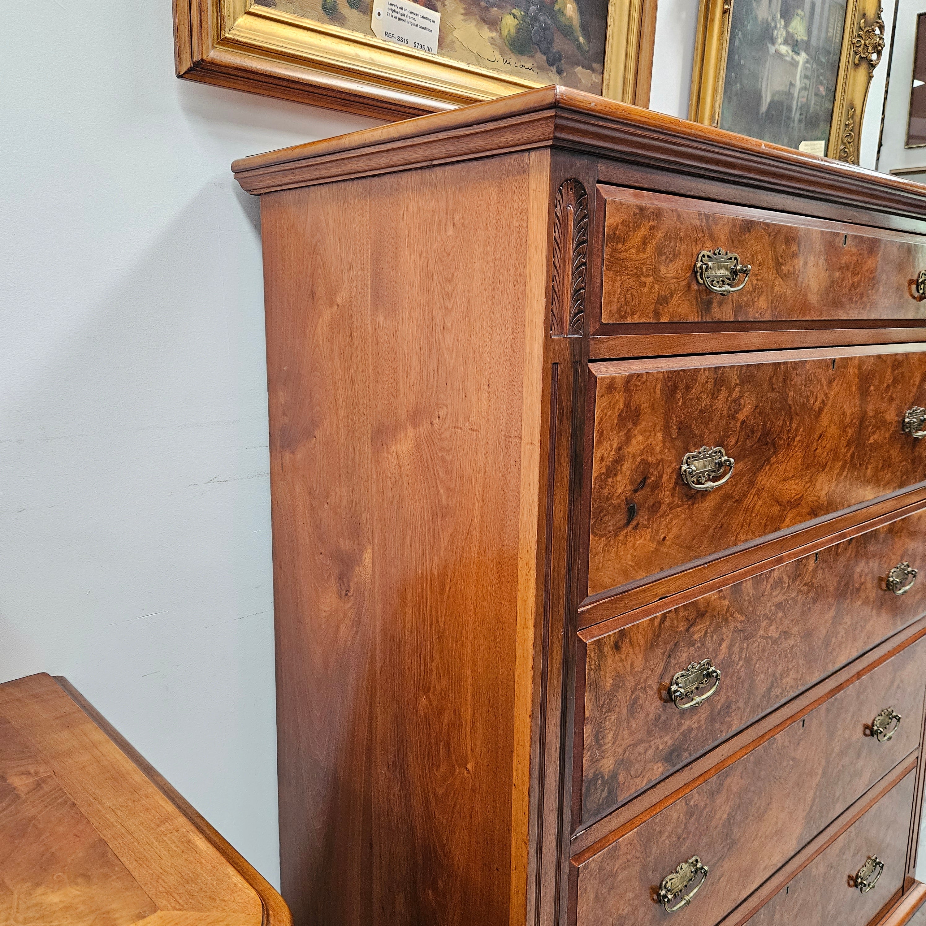 Australian Walnut & Burr Walnut Tall Drawers | Antique & Vintage | Moonee Ponds Antiques | Australia Wide Delivery
