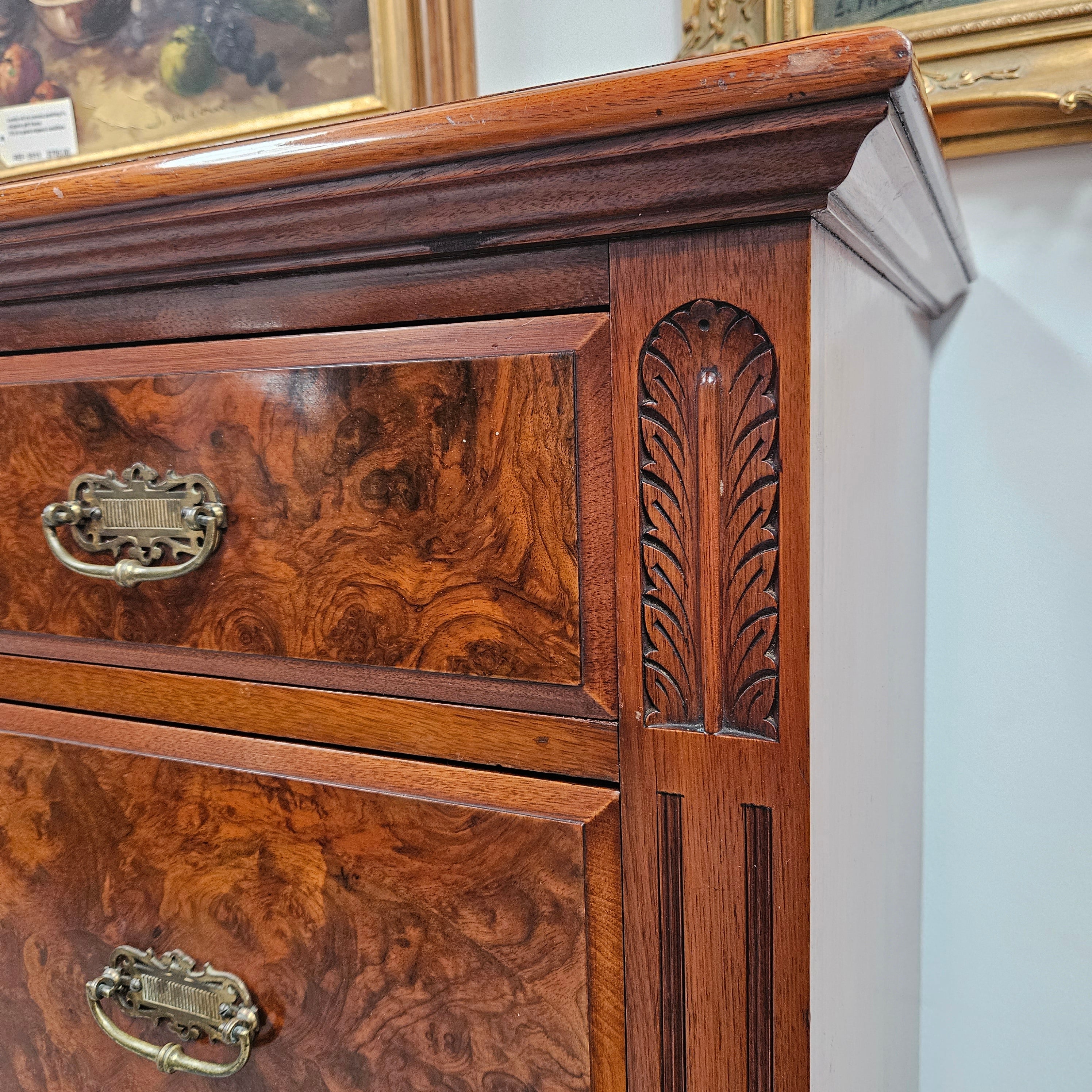 Australian Walnut & Burr Walnut Tall Drawers | Antique & Vintage | Moonee Ponds Antiques | Australia Wide Delivery