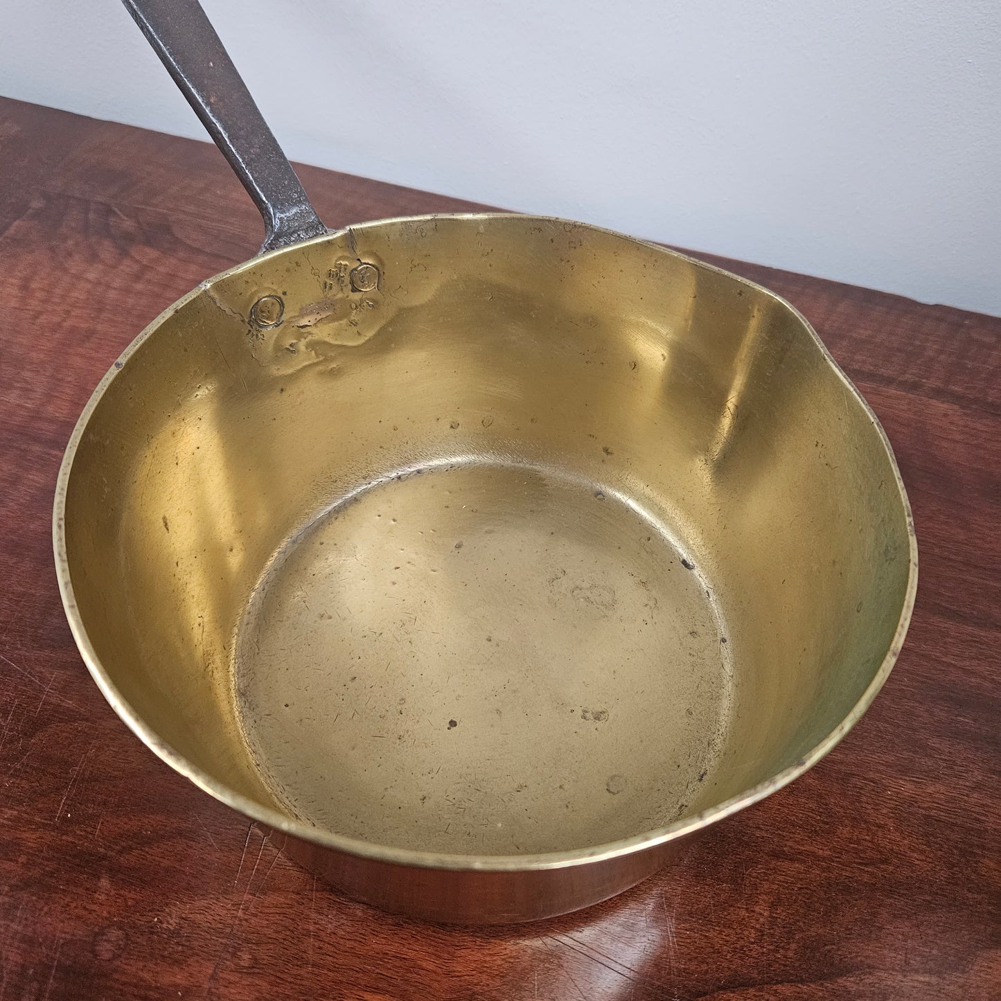Antique 19th Century French Brass & Cast Iron Handle Sauce Pan