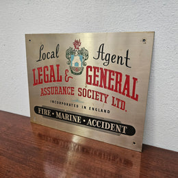 Vintage Metal "Legal & General" Sign