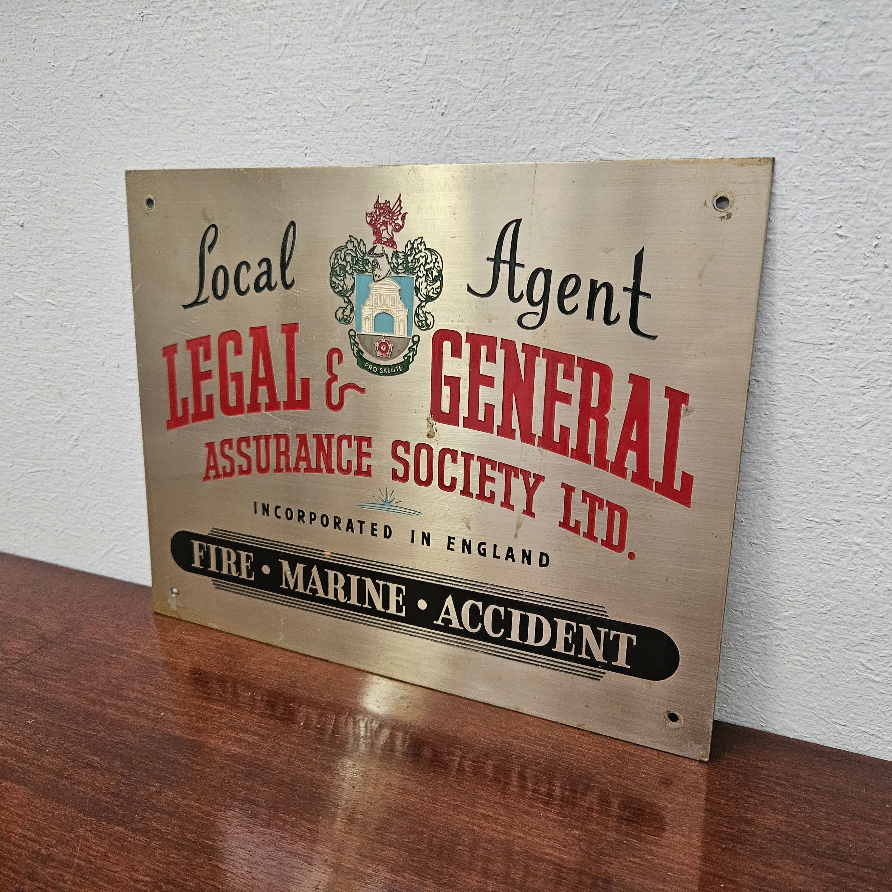 Vintage Metal "Legal & General" Sign | Antique & Vintage | Moonee Ponds Antiques | Australia Wide Delivery
