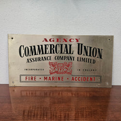 Vintage Metal "Commercial Union Assurance" signage | Antique & Vintage | Moonee Ponds Antiques | Australia Wide Delivery