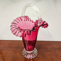 Charming Ruby Glass Basket/Vase | Antique & Vintage | Moonee Ponds Antiques | Australia Wide Delivery