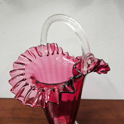 Charming Ruby Glass Basket/Vase | Antique & Vintage | Moonee Ponds Antiques | Australia Wide Delivery
