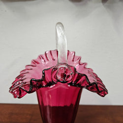 Charming Ruby Glass Basket/Vase | Antique & Vintage | Moonee Ponds Antiques | Australia Wide Delivery