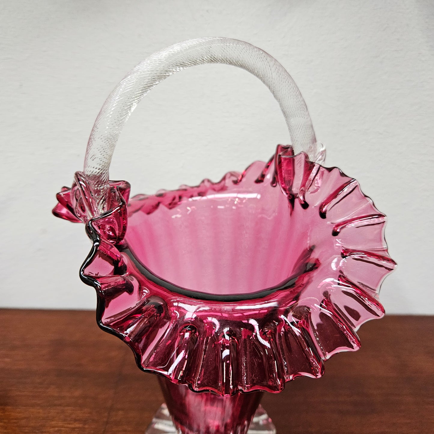 Charming Ruby Glass Basket/Vase
