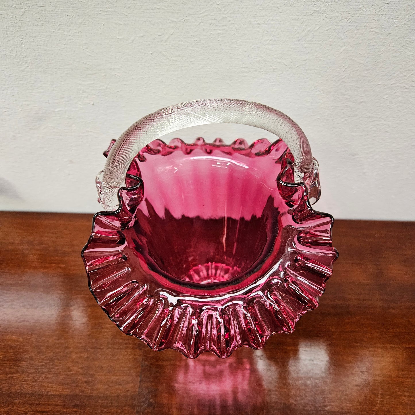 Charming Ruby Glass Basket/Vase