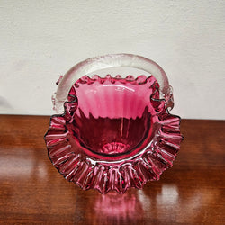 Charming Ruby Glass Basket/Vase | Antique & Vintage | Moonee Ponds Antiques | Australia Wide Delivery
