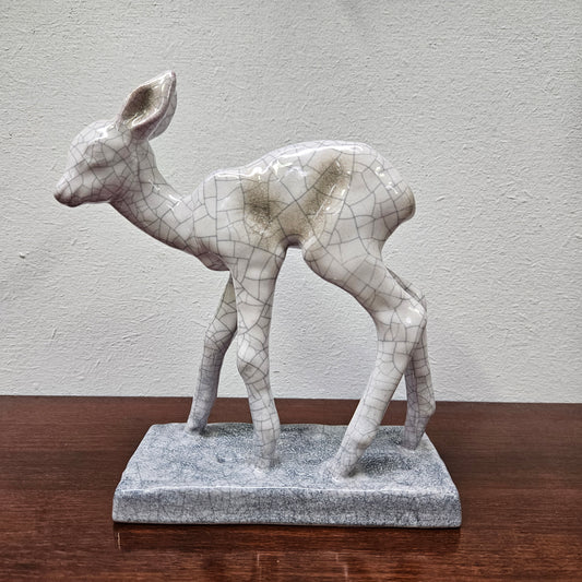 Appealing Majolica Fawn Figure