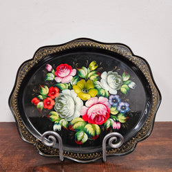 Vintage Hand Painted Tin Tray With Vibrant Flowers | Antique & Vintage | Moonee Ponds Antiques | Australia Wide Delivery