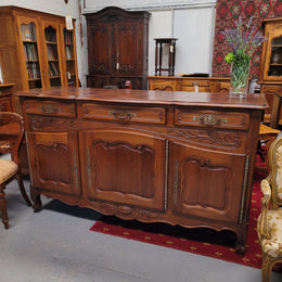Louis XV Style Walnut Sideboard With 3 Drawers & 3 Doors