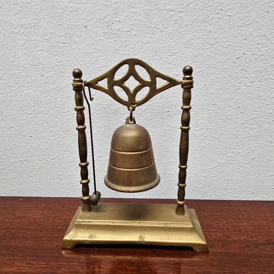 Antique Brass Bell on Stand With Gong