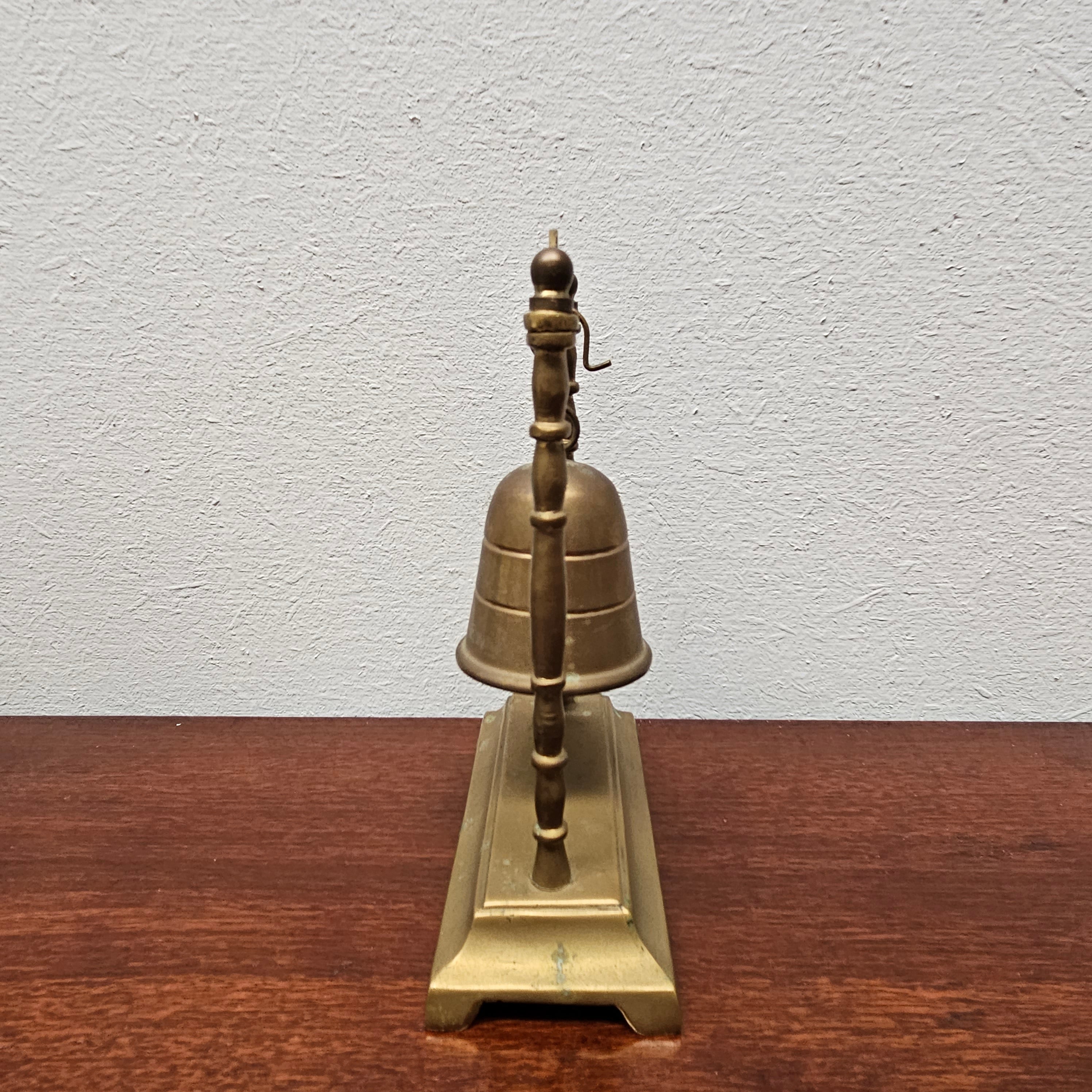 Antique Brass Bell on Stand With Gong