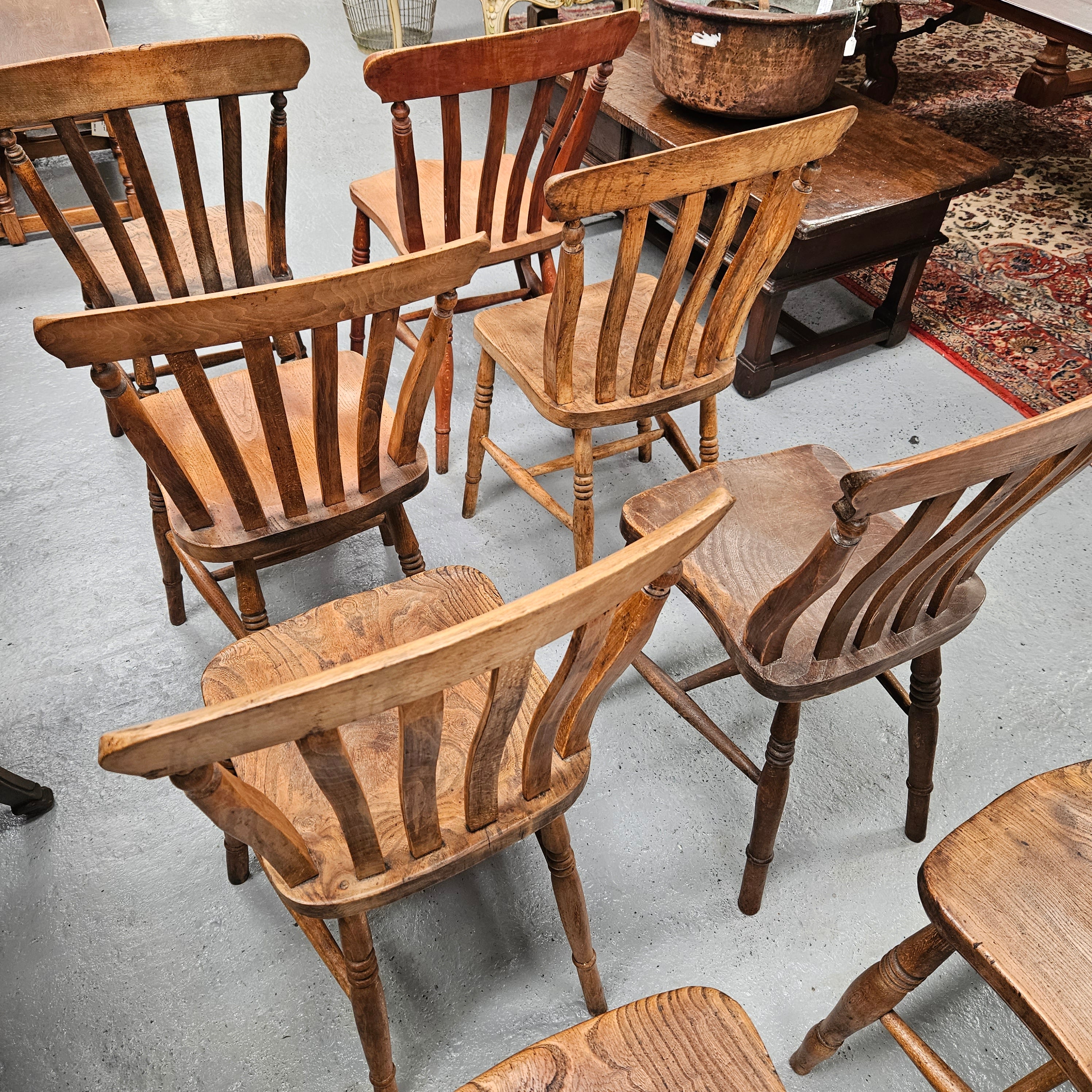 Matched Set 8 Elm Rustic Cottage Style Chairs | Antique & Vintage | Moonee Ponds Antiques | Australia Wide Delivery
