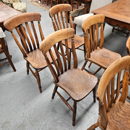 Matched Set 8 Elm Rustic Cottage Style Chairs