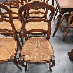 Eight French Oak Rush Seated Dining Chairs | Antique & Vintage | Moonee Ponds Antiques | Australia Wide Delivery