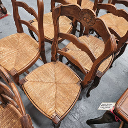 Eight French Oak Rush Seated Dining Chairs | Antique & Vintage | Moonee Ponds Antiques | Australia Wide Delivery