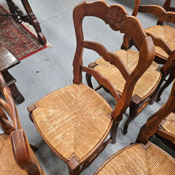 Eight French Oak Rush Seated Dining Chairs | Antique & Vintage | Moonee Ponds Antiques | Australia Wide Delivery